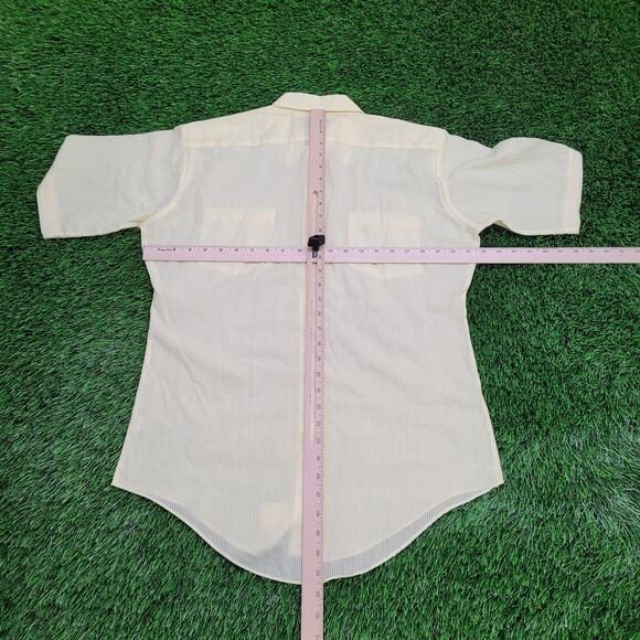 Vintage Polyester Textured Button Shirt Large 22x31 Yellow - Picture 3 of 12